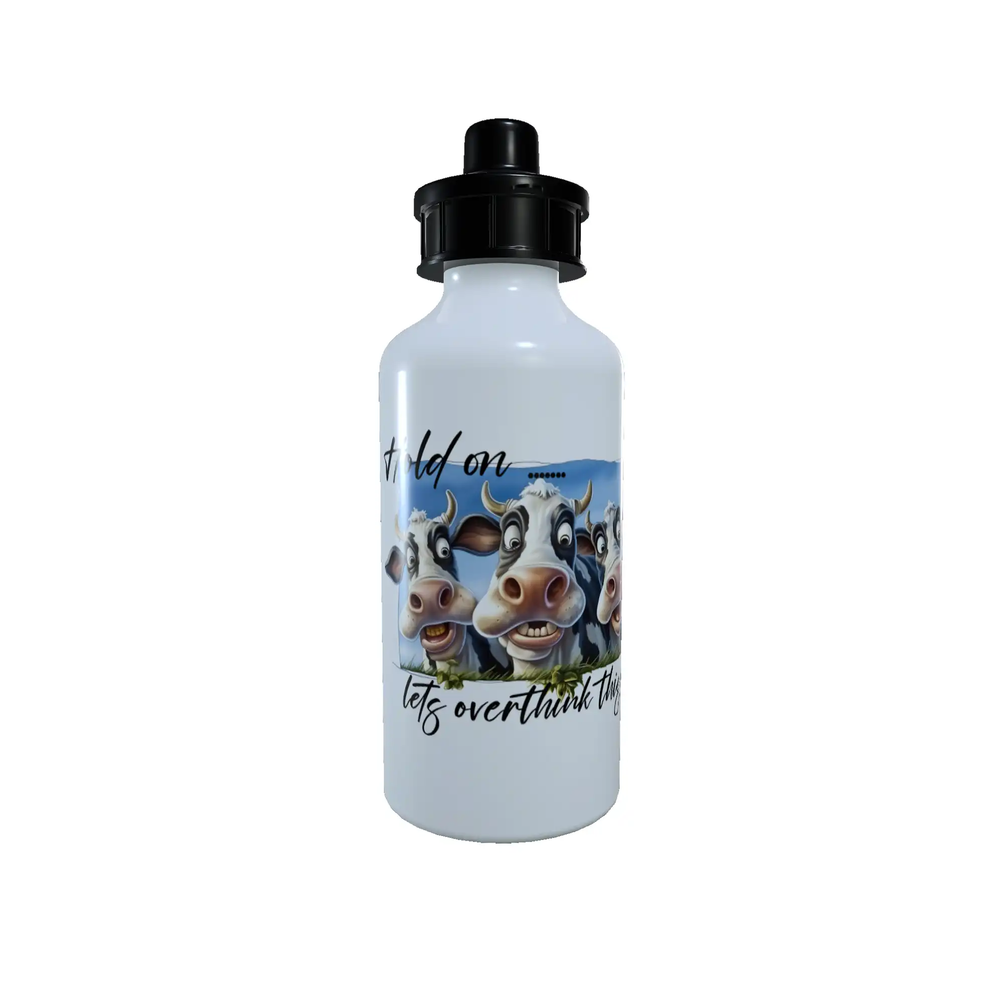 Cow Drinks Bottle - Let's Overthink This Water Bottle